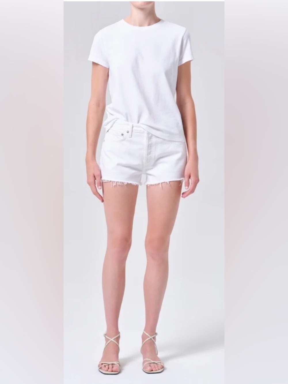 AGOLDE Parker Vintage Cut Off Shorts High Rise Dough White Button Fly Size 29